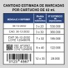 Cantidad estimada de marcada por cartucho de 42 ml.